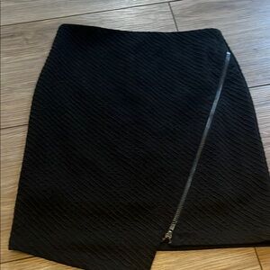 Black Textured Skirt with Zipper Detail